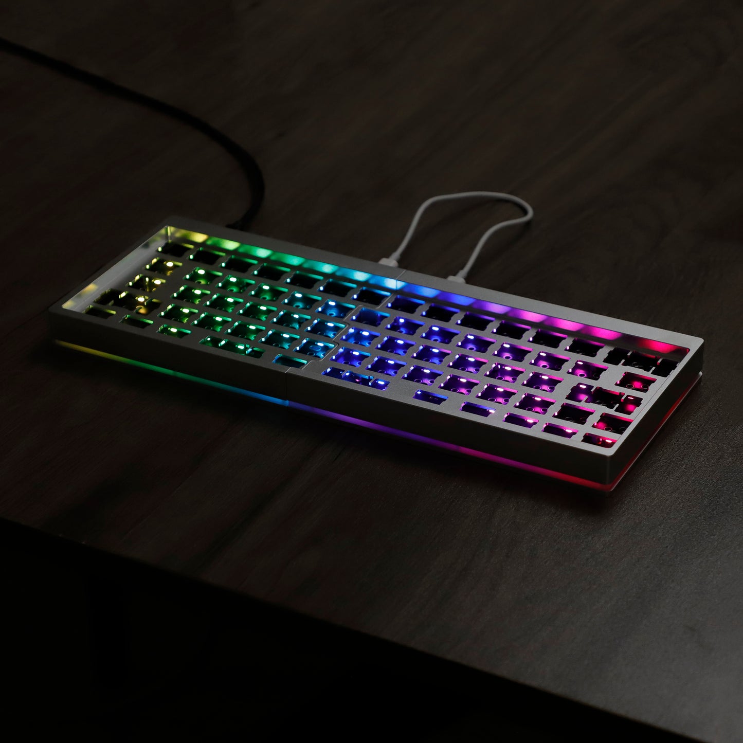 YMD-Split 64 V2 Aluminum Case With Acrylic Layer Kit (RGB Underglow Hotswap Kit/VIAL Programmable)
