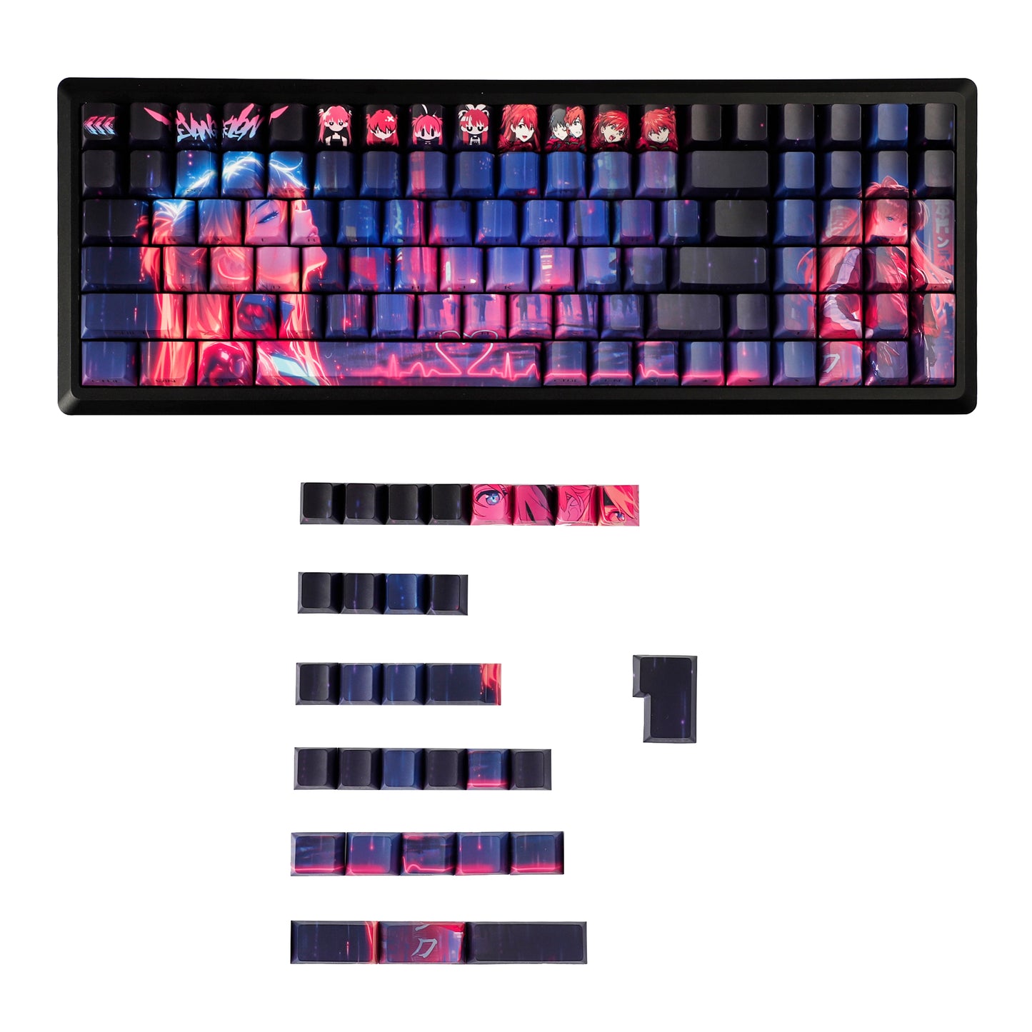 YMDK Wenshao Asuka Theme Keycaps Anime Full Set 130 Keys Sidelit Cherry Profile Dye Sub Custom Keycap for MX Mechanical Keyboard