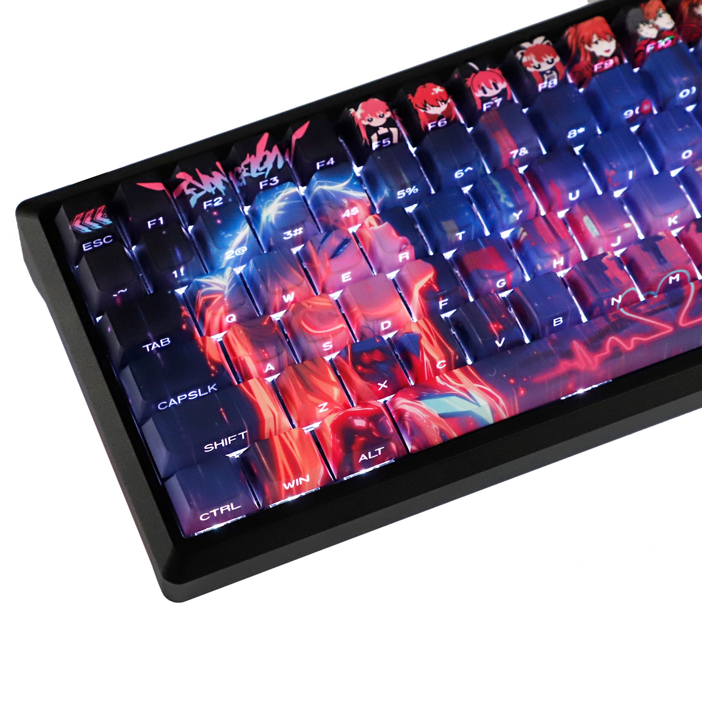 YMDK Wenshao Asuka Theme Keycaps Anime Full Set 130 Keys Sidelit Cherry Profile Dye Sub Custom Keycap for MX Mechanical Keyboard