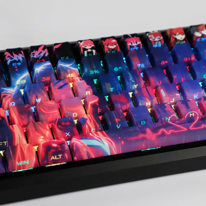 YMDK Wenshao Asuka Theme Keycaps Anime Full Set 130 Keys Sidelit Cherry Profile Dye Sub Custom Keycap for MX Mechanical Keyboard