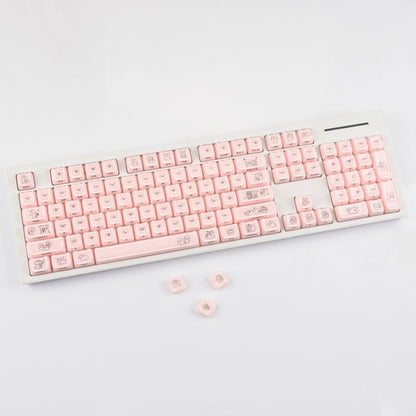 YMDK 119 Keys Cute Crystal Jelly MAO Profile Side Top Printed White Pink PC Keycaps for 61/68/87/98/104/108 MX Mechanical Keyboard