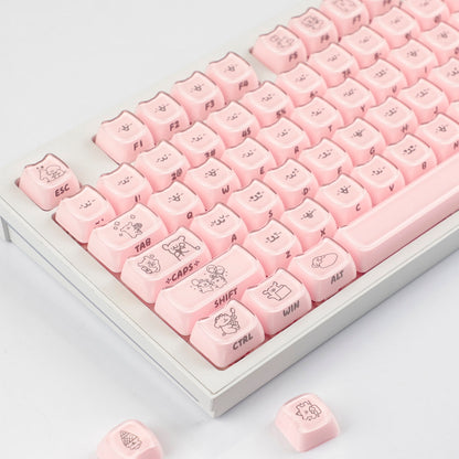 YMDK 119 Keys Cute Crystal Jelly MAO Profile Side Top Printed White Pink PC Keycaps for 61/68/87/98/104/108 MX Mechanical Keyboard