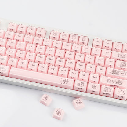 YMDK 119 Keys Cute Crystal Jelly MAO Profile Side Top Printed White Pink PC Keycaps for 61/68/87/98/104/108 MX Mechanical Keyboard