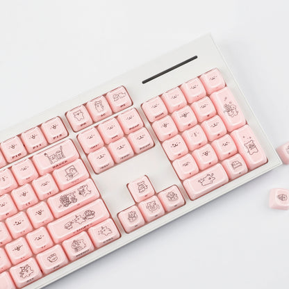 YMDK 119 Keys Cute Crystal Jelly MAO Profile Side Top Printed White Pink PC Keycaps for 61/68/87/98/104/108 MX Mechanical Keyboard