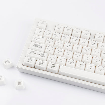 YMDK 119 Keys Cute Crystal Jelly MAO Profile Side Top Printed White Pink PC Keycaps for 61/68/87/98/104/108 MX Mechanical Keyboard