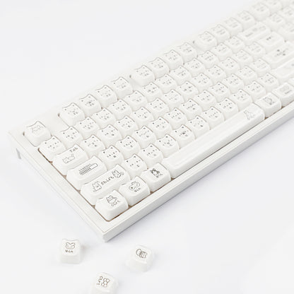 YMDK 119 Keys Cute Crystal Jelly MAO Profile Side Top Printed White Pink PC Keycaps for 61/68/87/98/104/108 MX Mechanical Keyboard