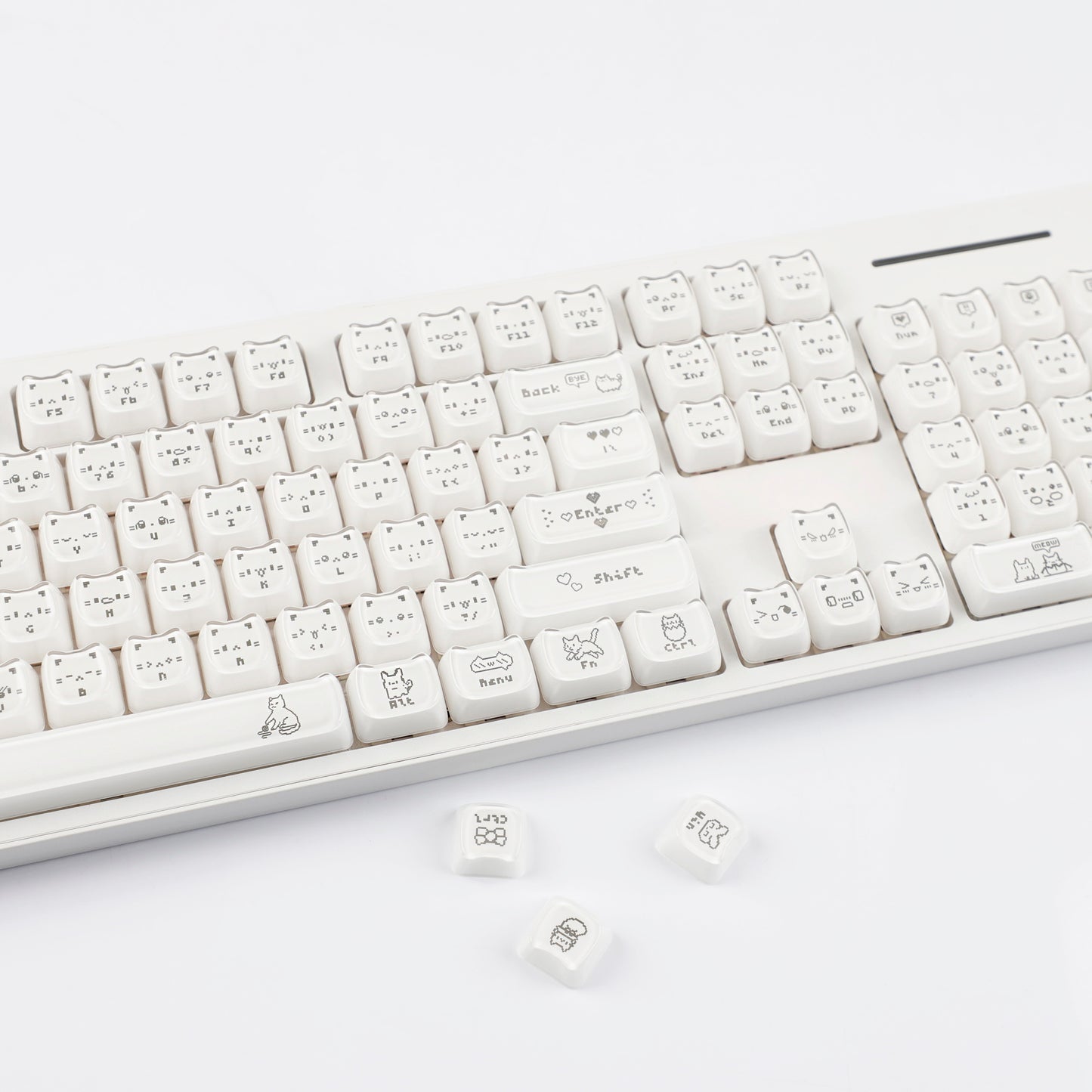YMDK 119 Keys Cute Crystal Jelly MAO Profile Side Top Printed White Pink PC Keycaps for 61/68/87/98/104/108 MX Mechanical Keyboard