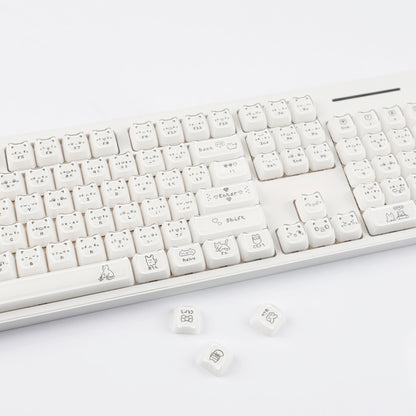 YMDK 119 Keys Cute Crystal Jelly MAO Profile Side Top Printed White Pink PC Keycaps for 61/68/87/98/104/108 MX Mechanical Keyboard