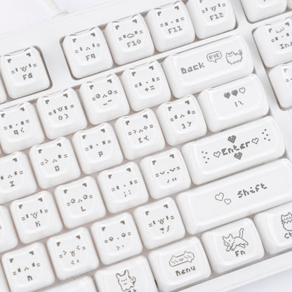 YMDK 119 Keys Cute Crystal Jelly MAO Profile Side Top Printed White Pink PC Keycaps for 61/68/87/98/104/108 MX Mechanical Keyboard