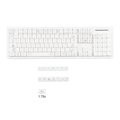 YMDK 119 Keys Cute Crystal Jelly MAO Profile Side Top Printed White Pink PC Keycaps for 61/68/87/98/104/108 MX Mechanical Keyboard