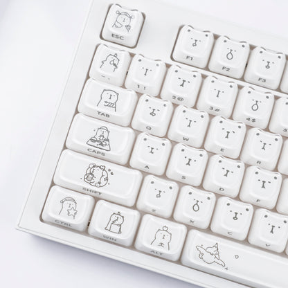 YMDK 119 Keys Cute Crystal Jelly MAO Profile Side Top Printed White Pink PC Keycaps for 61/68/87/98/104/108 MX Mechanical Keyboard