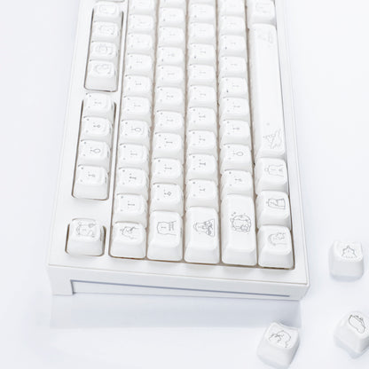 YMDK 119 Keys Cute Crystal Jelly MAO Profile Side Top Printed White Pink PC Keycaps for 61/68/87/98/104/108 MX Mechanical Keyboard