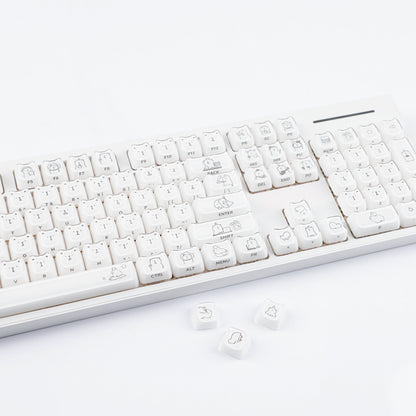 YMDK 119 Keys Cute Crystal Jelly MAO Profile Side Top Printed White Pink PC Keycaps for 61/68/87/98/104/108 MX Mechanical Keyboard