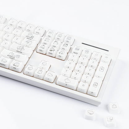YMDK 119 Keys Cute Crystal Jelly MAO Profile Side Top Printed White Pink PC Keycaps for 61/68/87/98/104/108 MX Mechanical Keyboard