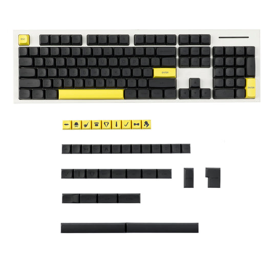 YMDK Gentleman Yellow Gray 125 Keycaps（ZDA Profile XDA v2 Dye Sub PBT For 104 TKL 60% 96 84 68 64）