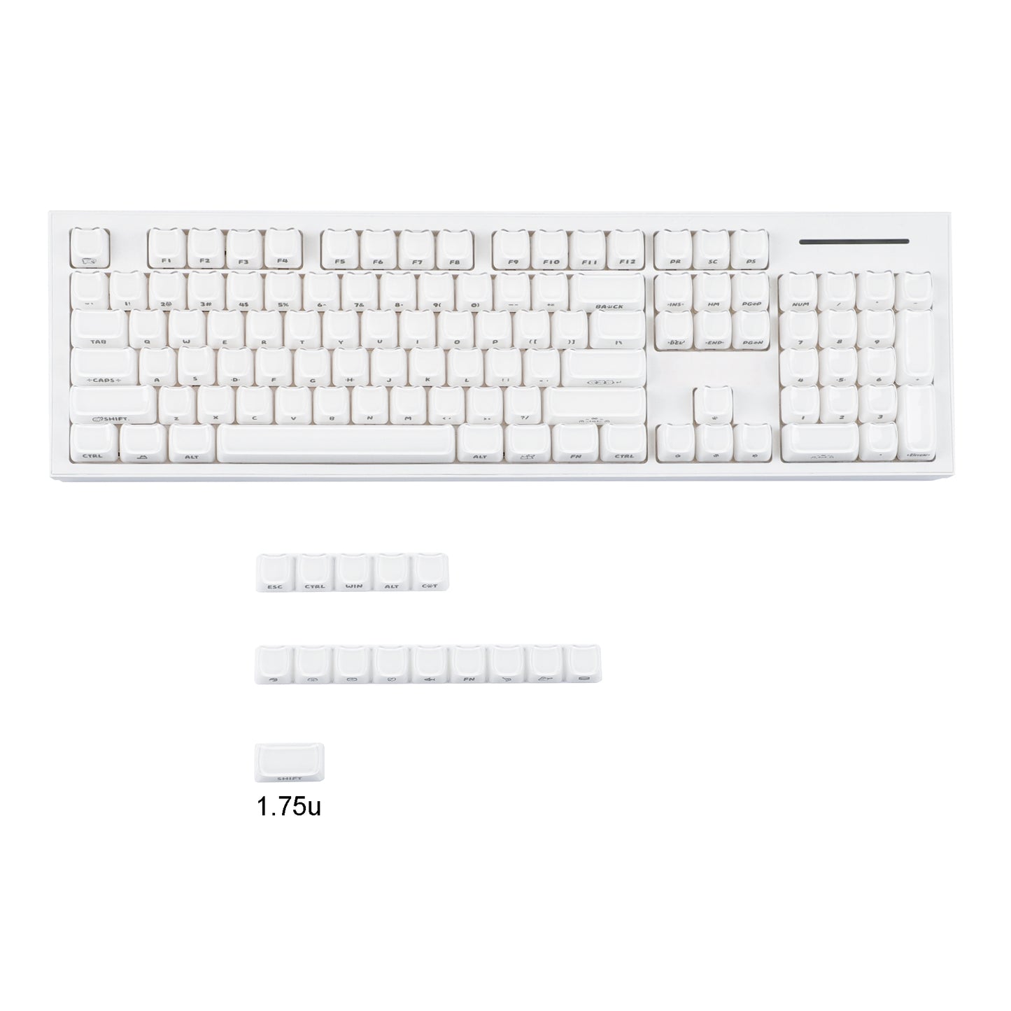 YMDK 119 Keys Cute Crystal Jelly MAO Profile Side Top Printed White Pink PC Keycaps for 61/68/87/98/104/108 MX Mechanical Keyboard