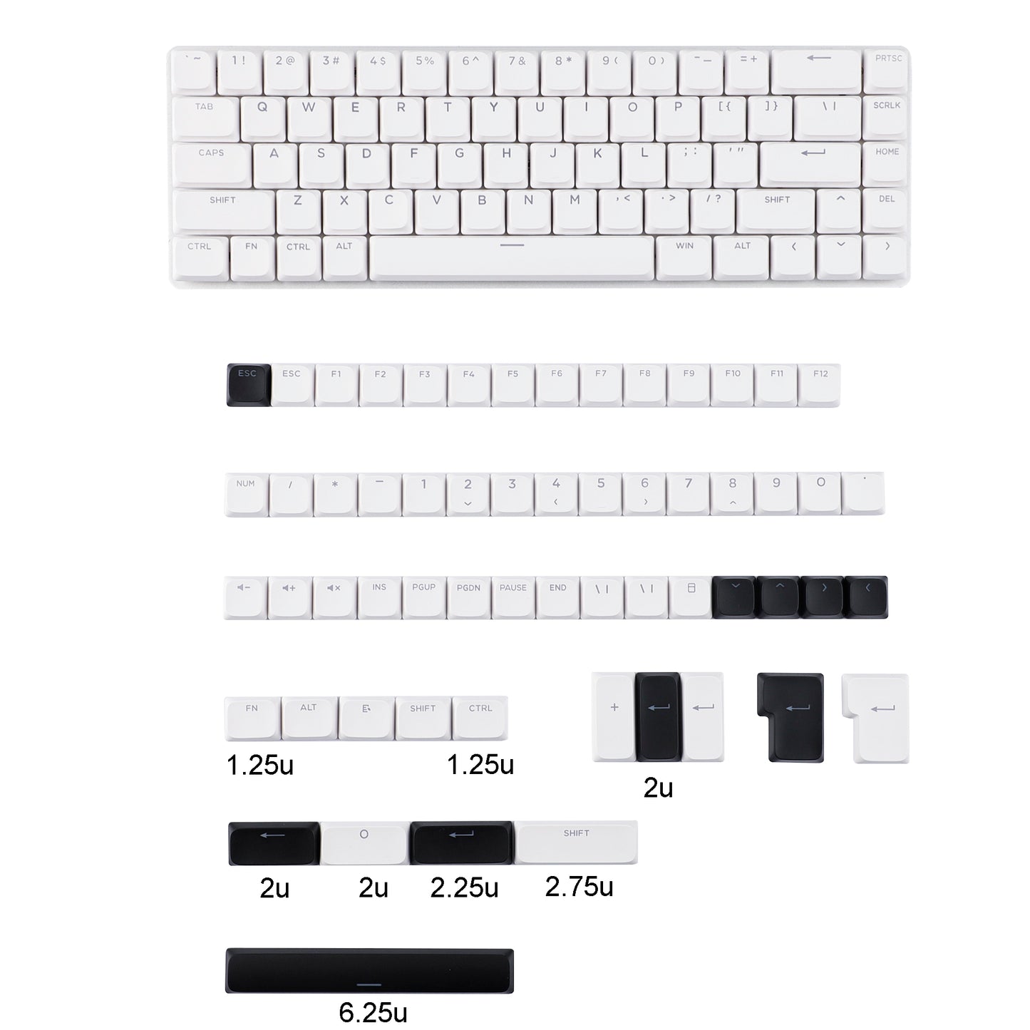 YMDK Ultra-slim Low Profile Keycaps 127 Keys Dye-Sub JWA Profile Backlit Shine Through Keycap for nuphy keychron 61/68/87/98/104/108 MX Ultra-Slim Keyboard