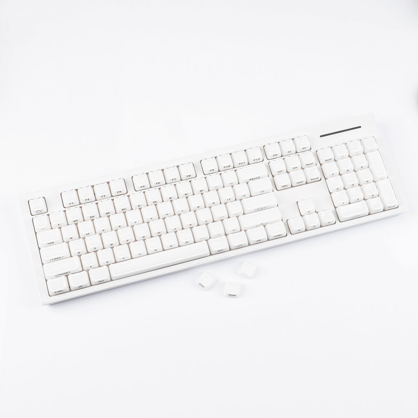 YMDK 119 Keys Cute Crystal Jelly MAO Profile Side Top Printed White Pink PC Keycaps for 61/68/87/98/104/108 MX Mechanical Keyboard