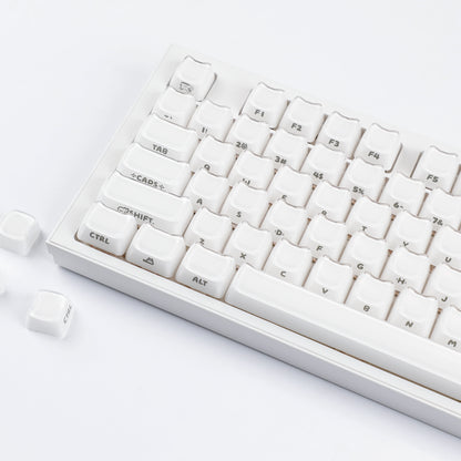 YMDK 119 Keys Cute Crystal Jelly MAO Profile Side Top Printed White Pink PC Keycaps for 61/68/87/98/104/108 MX Mechanical Keyboard