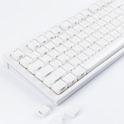 YMDK 119 Keys Cute Crystal Jelly MAO Profile Side Top Printed White Pink PC Keycaps for 61/68/87/98/104/108 MX Mechanical Keyboard