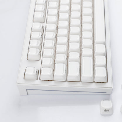 YMDK 119 Keys Cute Crystal Jelly MAO Profile Side Top Printed White Pink PC Keycaps for 61/68/87/98/104/108 MX Mechanical Keyboard