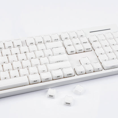 YMDK 119 Keys Cute Crystal Jelly MAO Profile Side Top Printed White Pink PC Keycaps for 61/68/87/98/104/108 MX Mechanical Keyboard