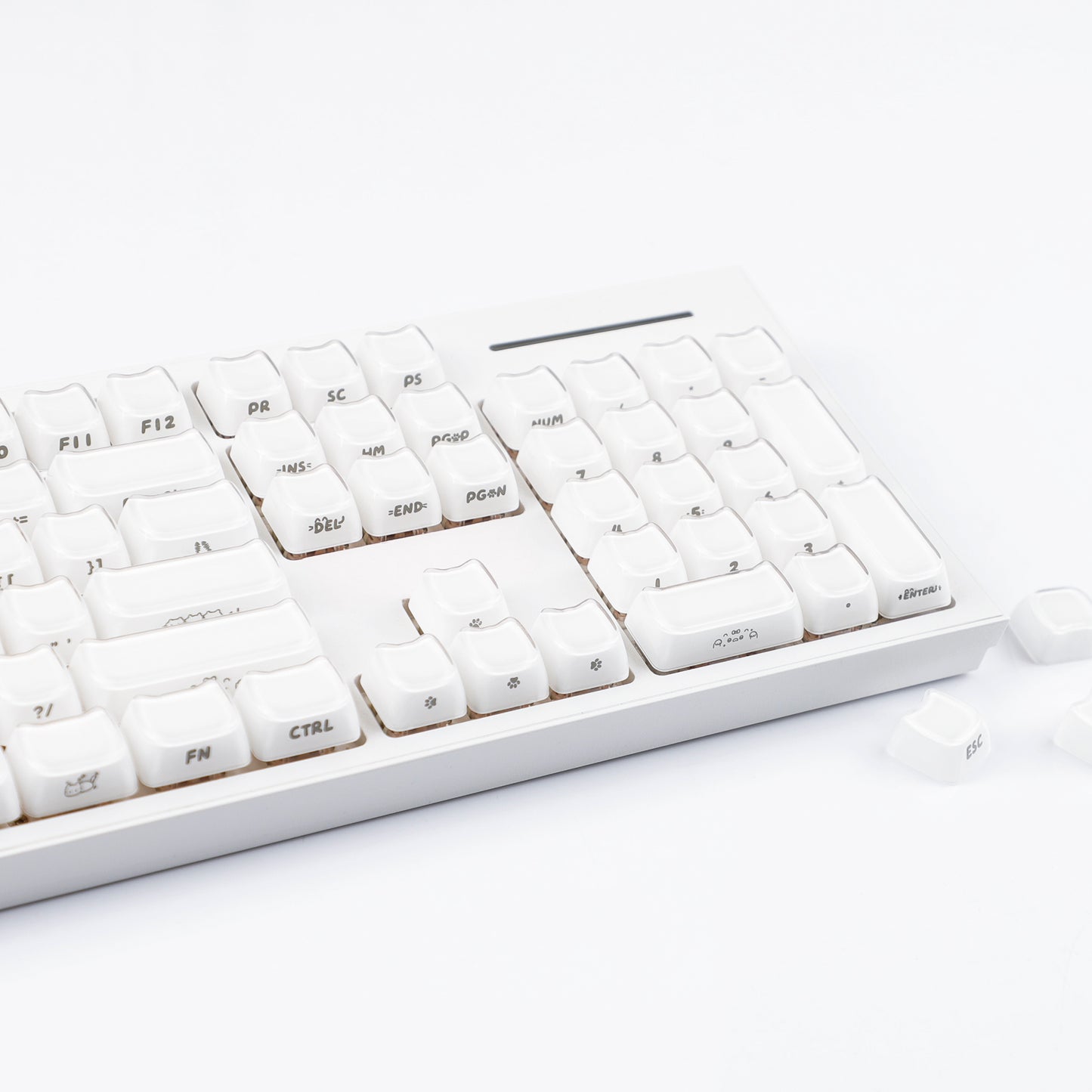 YMDK 119 Keys Cute Crystal Jelly MAO Profile Side Top Printed White Pink PC Keycaps for 61/68/87/98/104/108 MX Mechanical Keyboard