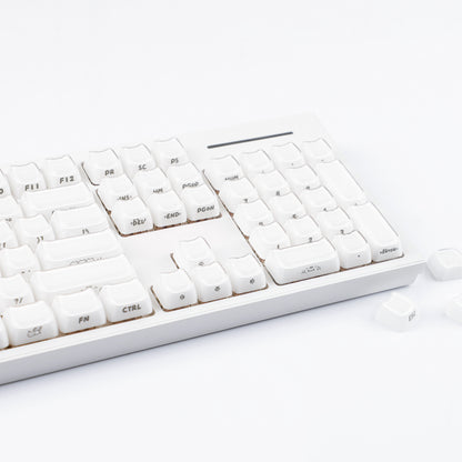 YMDK 119 Keys Cute Crystal Jelly MAO Profile Side Top Printed White Pink PC Keycaps for 61/68/87/98/104/108 MX Mechanical Keyboard