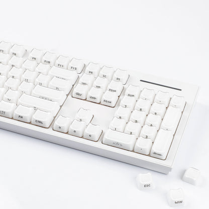YMDK 119 Keys Cute Crystal Jelly MAO Profile Side Top Printed White Pink PC Keycaps for 61/68/87/98/104/108 MX Mechanical Keyboard