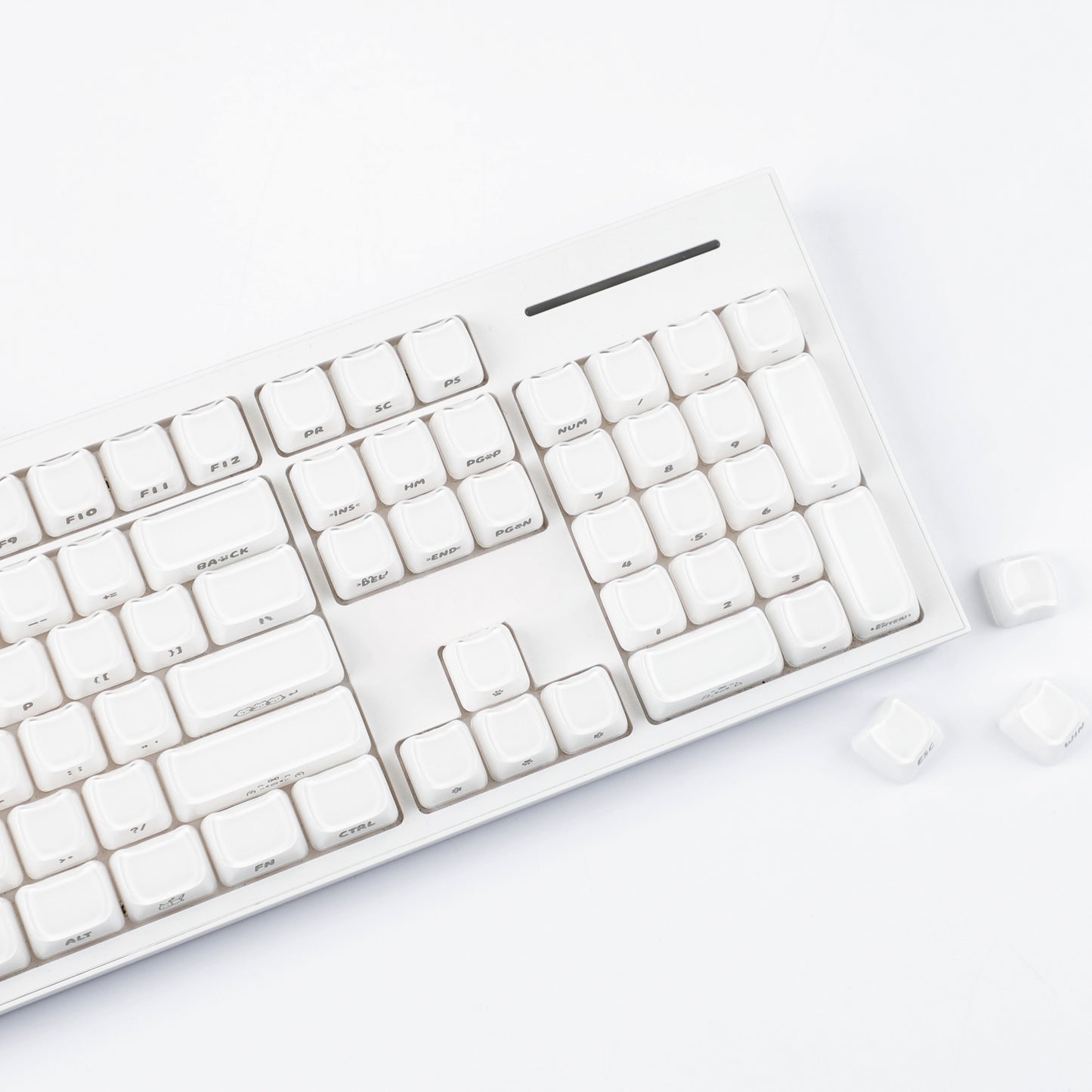 YMDK 119 Keys Cute Crystal Jelly MAO Profile Side Top Printed White Pink PC Keycaps for 61/68/87/98/104/108 MX Mechanical Keyboard