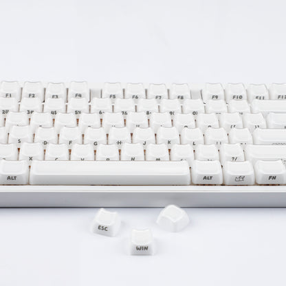 YMDK 119 Keys Cute Crystal Jelly MAO Profile Side Top Printed White Pink PC Keycaps for 61/68/87/98/104/108 MX Mechanical Keyboard