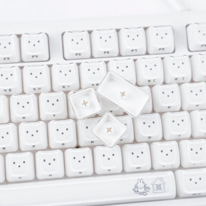 YMDK 119 Keys Cute Crystal Jelly MAO Profile Side Top Printed White Pink PC Keycaps for 61/68/87/98/104/108 MX Mechanical Keyboard
