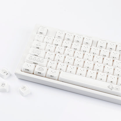 YMDK 119 Keys Cute Crystal Jelly MAO Profile Side Top Printed White Pink PC Keycaps for 61/68/87/98/104/108 MX Mechanical Keyboard