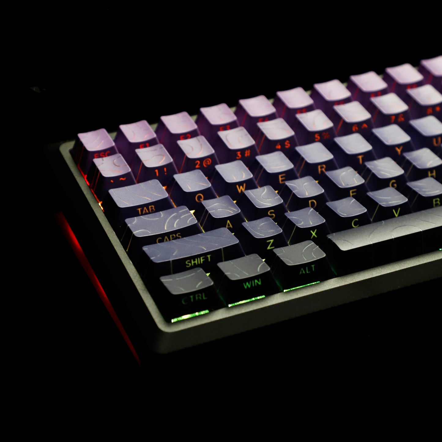 YMDK 135 Keys Color Contour Lines Personality Double Shot Side-lit Dye Sub PBT Cherry Profile Keycap for Most MX Mechanical Keyboard