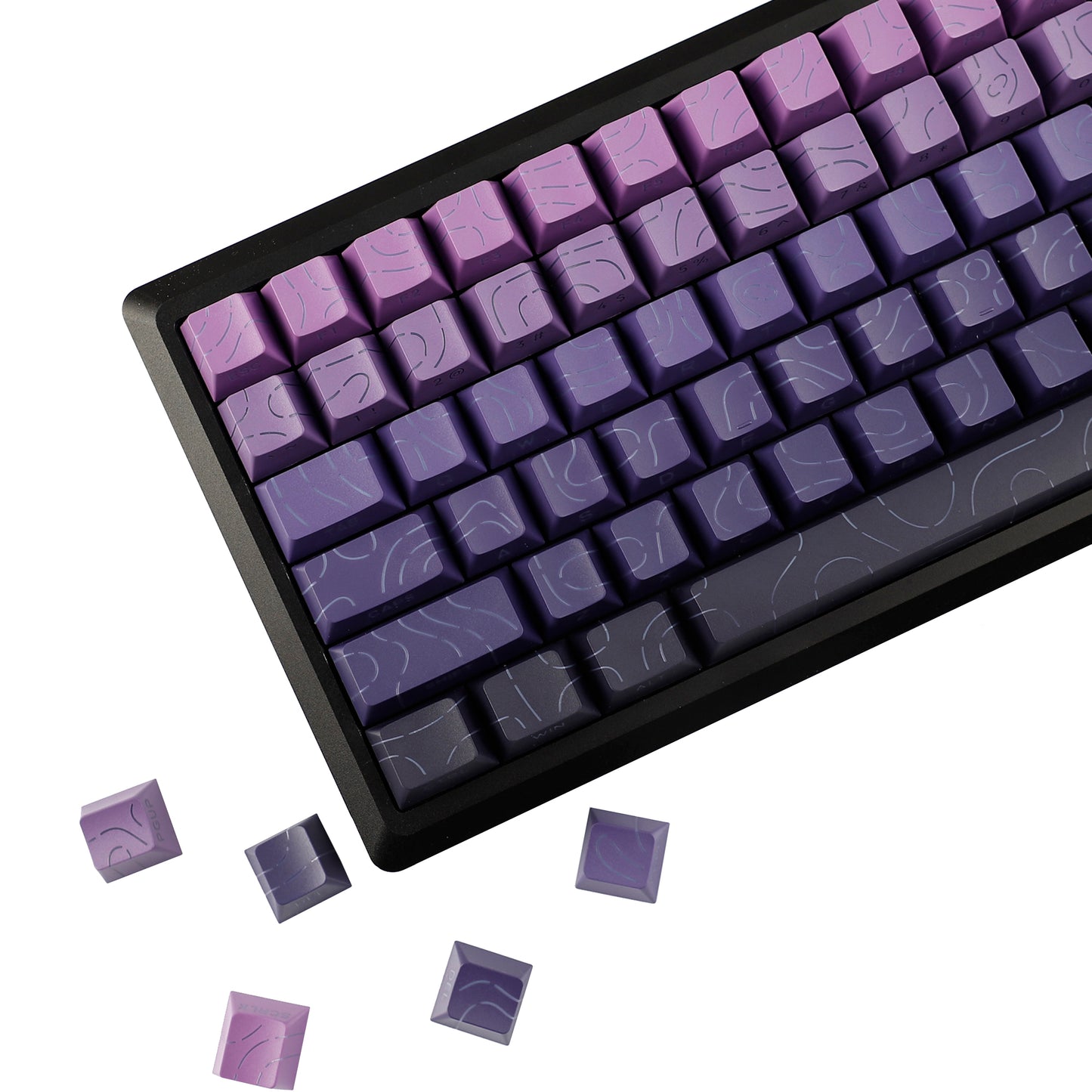 YMDK 135 Keys Color Contour Lines Personality Double Shot Side-lit Dye Sub PBT Cherry Profile Keycap for Most MX Mechanical Keyboard