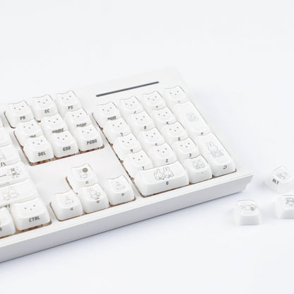 YMDK 119 Keys Cute Crystal Jelly MAO Profile Side Top Printed White Pink PC Keycaps for 61/68/87/98/104/108 MX Mechanical Keyboard