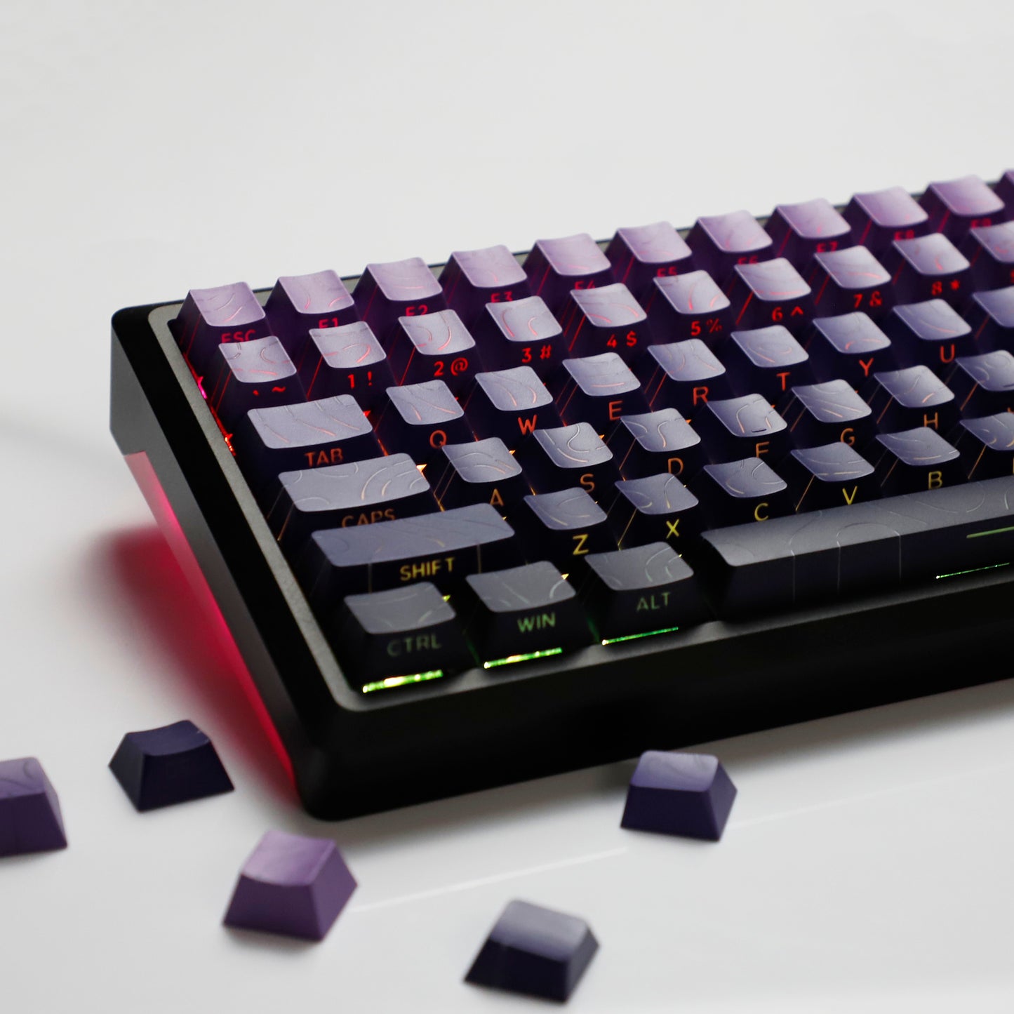 YMDK 135 Keys Color Contour Lines Personality Double Shot Side-lit Dye Sub PBT Cherry Profile Keycap for Most MX Mechanical Keyboard