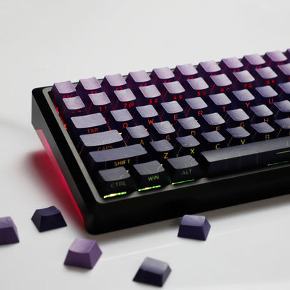 YMDK 135 Keys Color Contour Lines Personality Double Shot Side-lit Dye Sub PBT Cherry Profile Keycap for Most MX Mechanical Keyboard