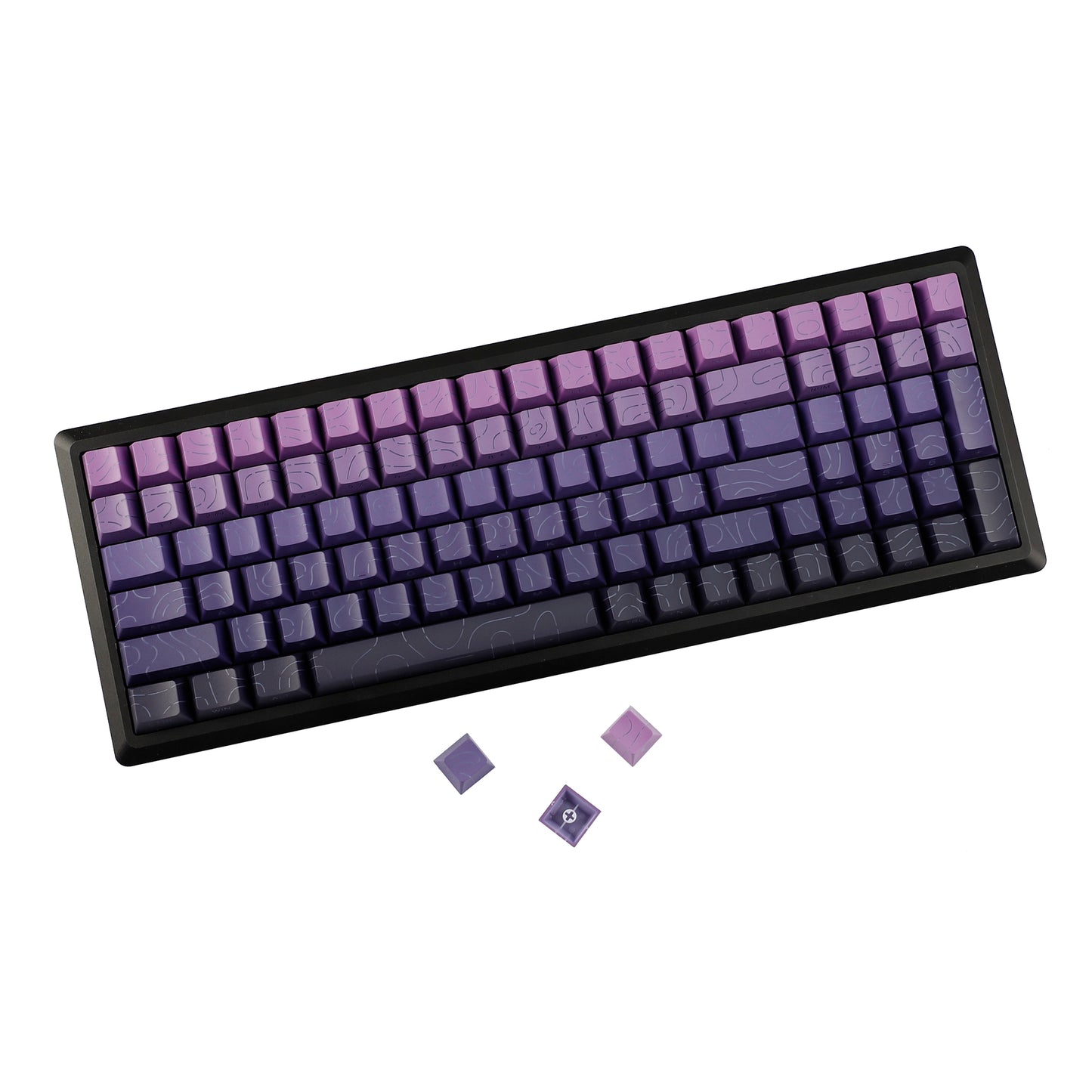 YMDK 135 Keys Color Contour Lines Personality Double Shot Side-lit Dye Sub PBT Cherry Profile Keycap for Most MX Mechanical Keyboard