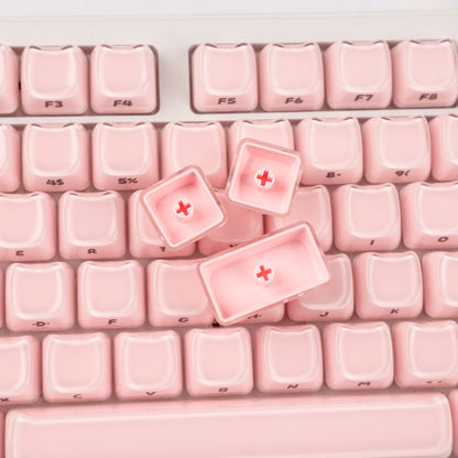 YMDK 119 Keys Cute Crystal Jelly MAO Profile Side Top Printed White Pink PC Keycaps for 61/68/87/98/104/108 MX Mechanical Keyboard