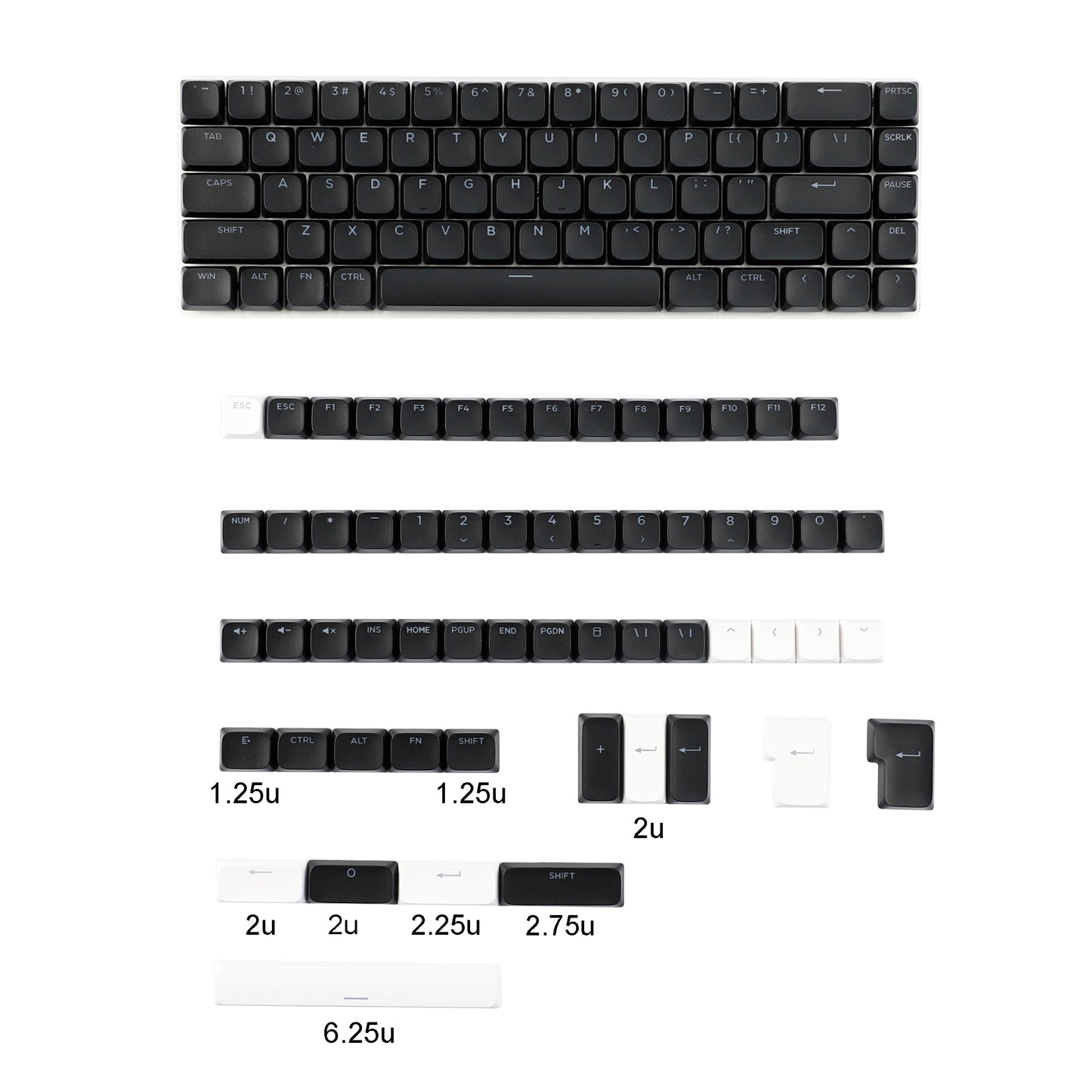 YMDK Ultra-slim Low Profile Keycaps 127 Keys Dye-Sub JWA Profile Backlit Shine Through Keycap for nuphy keychron 61/68/87/98/104/108 MX Ultra-Slim Keyboard