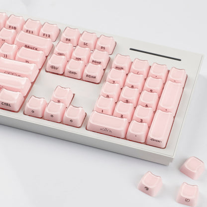 YMDK 119 Keys Cute Crystal Jelly MAO Profile Side Top Printed White Pink PC Keycaps for 61/68/87/98/104/108 MX Mechanical Keyboard