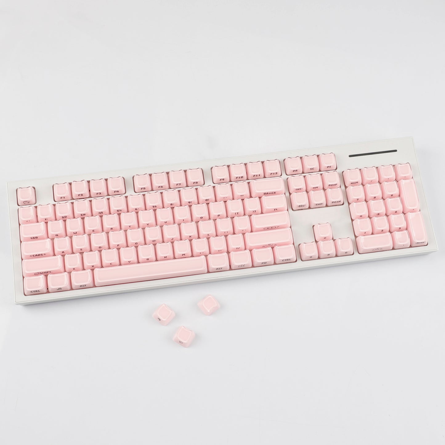 YMDK 119 Keys Cute Crystal Jelly MAO Profile Side Top Printed White Pink PC Keycaps for 61/68/87/98/104/108 MX Mechanical Keyboard