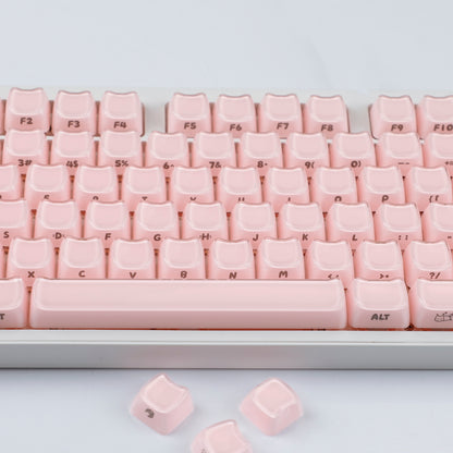 YMDK 119 Keys Cute Crystal Jelly MAO Profile Side Top Printed White Pink PC Keycaps for 61/68/87/98/104/108 MX Mechanical Keyboard