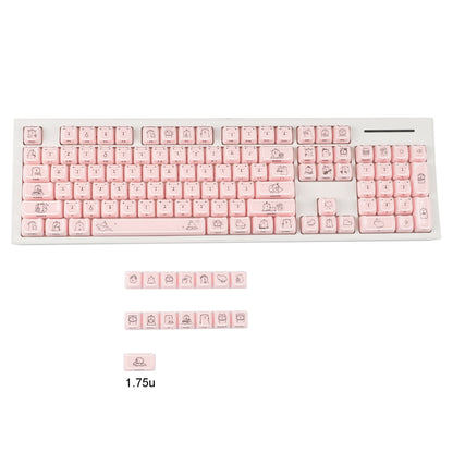 YMDK 119 Keys Cute Crystal Jelly MAO Profile Side Top Printed White Pink PC Keycaps for 61/68/87/98/104/108 MX Mechanical Keyboard
