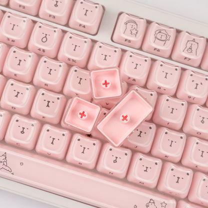 YMDK 119 Keys Cute Crystal Jelly MAO Profile Side Top Printed White Pink PC Keycaps for 61/68/87/98/104/108 MX Mechanical Keyboard