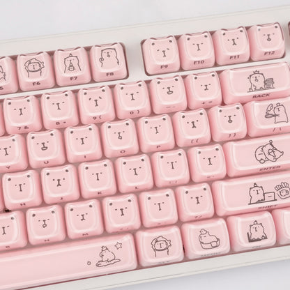 YMDK 119 Keys Cute Crystal Jelly MAO Profile Side Top Printed White Pink PC Keycaps for 61/68/87/98/104/108 MX Mechanical Keyboard