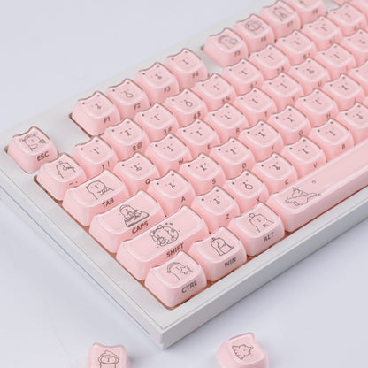 YMDK 119 Keys Cute Crystal Jelly MAO Profile Side Top Printed White Pink PC Keycaps for 61/68/87/98/104/108 MX Mechanical Keyboard