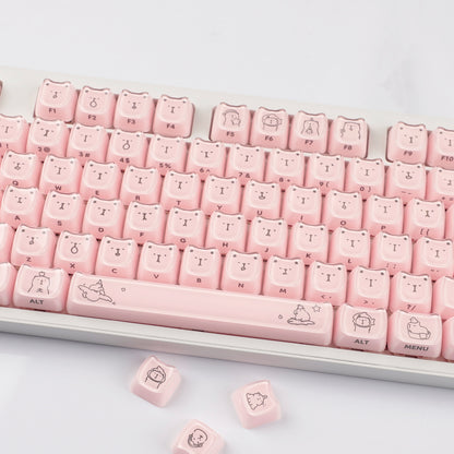 YMDK 119 Keys Cute Crystal Jelly MAO Profile Side Top Printed White Pink PC Keycaps for 61/68/87/98/104/108 MX Mechanical Keyboard