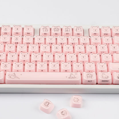 YMDK 119 Keys Cute Crystal Jelly MAO Profile Side Top Printed White Pink PC Keycaps for 61/68/87/98/104/108 MX Mechanical Keyboard